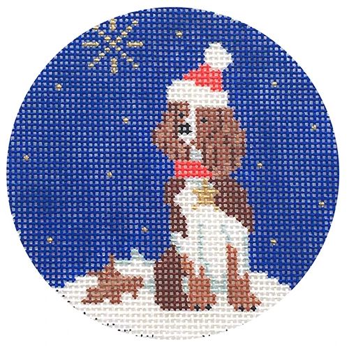 click here to view larger image of Midnight Springer Spaniel Round (hand painted canvases)