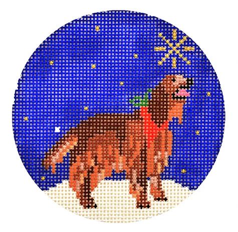 click here to view larger image of Midnight Irish Setter Round (hand painted canvases)
