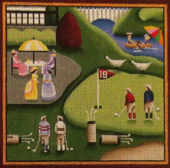 click here to view larger image of Golfing at the Shore (hand painted canvases)