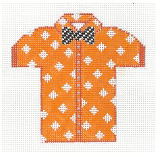 click here to view larger image of Mens Shirt - Orange w/Diamonds Black Bowtie (hand painted canvases)