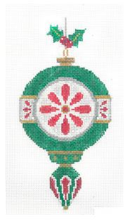 click here to view larger image of Old Fashioned Ornament Emerald/Red (hand painted canvases)
