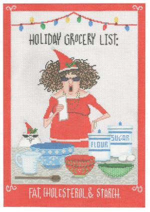 click here to view larger image of Holiday Grocery List (hand painted canvases)