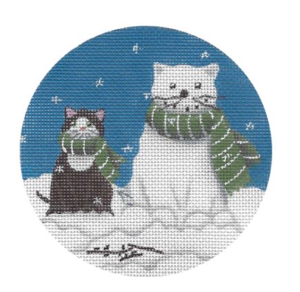 click here to view larger image of Black Cat w/Cat Snowman (hand painted canvases)