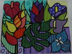click here to view larger image of Flowers - R1200 (hand painted canvases)