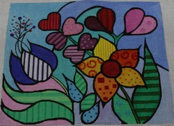 click here to view larger image of Flowers and Hearts (hand painted canvases)
