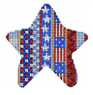 click here to view larger image of Patriotic Patterns Mini Star (hand painted canvases)