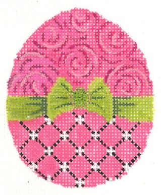 click here to view larger image of Fuchsia Ribbon Egg (hand painted canvases)