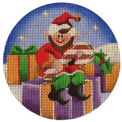 click here to view larger image of Candy Cane Elf (hand painted canvases)