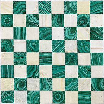 click here to view larger image of Chess/Checkers Board - Malachite/Ivory      (hand painted canvases 2)