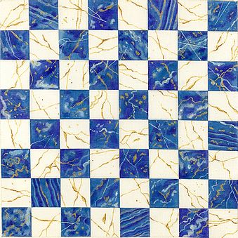 click here to view larger image of Chess/Checkers Board - Lapis Lazuli/Gold-laced Crystal Quartz    (hand painted canvases 2)
