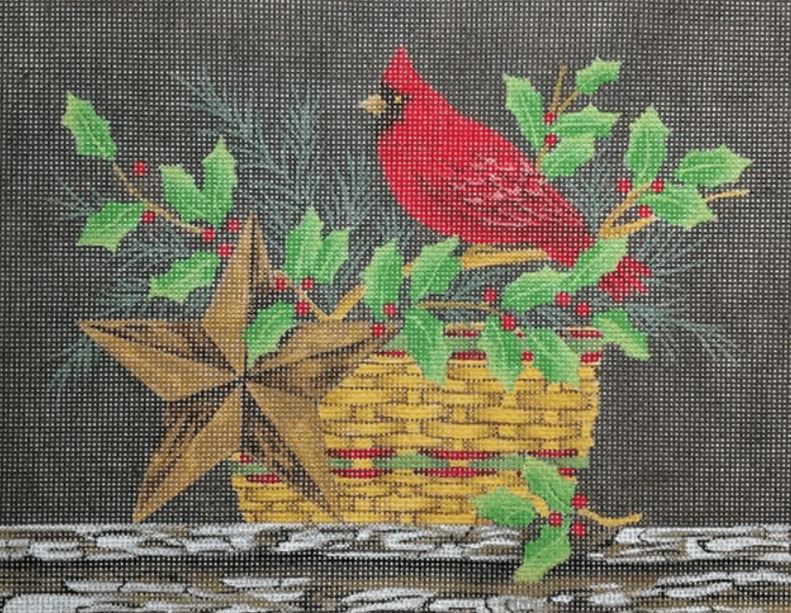 click here to view larger image of Cardinal and Holly Still Life (hand painted canvases)