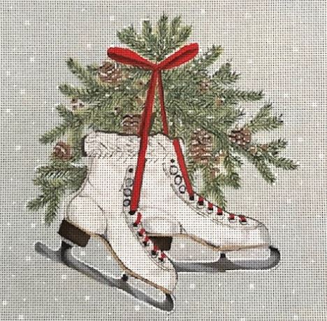 click here to view larger image of Christmas Skates (hand painted canvases)