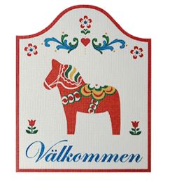 click here to view larger image of Dala Horse Welcome Sign (printed canvas)