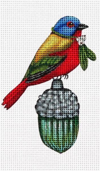 click here to view larger image of Necktie Bird Christmas Ornament (hand painted canvases)