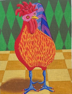 click here to view larger image of Mardi Gras Chicken (hand painted canvases)