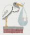 click here to view larger image of Stork w/Baby on Chimney Top  (hand painted canvases)