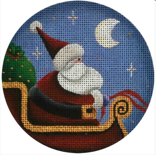 click here to view larger image of Santa and Sleigh Ornament (hand painted canvases)