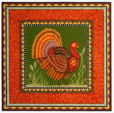 click here to view larger image of Turkey w/Border (hand painted canvases)