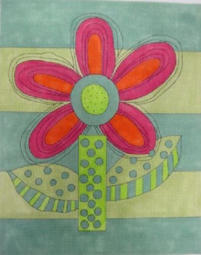 click here to view larger image of Jittery Flower (hand painted canvases)