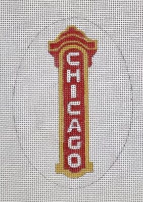 click here to view larger image of Chicago Oval Ornament (hand painted canvases)
