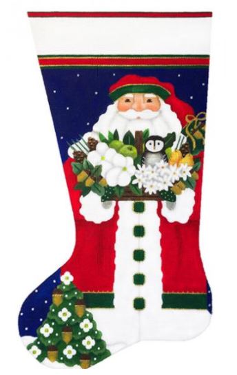 click here to view larger image of Owl/Santa Stocking (hand painted canvases)