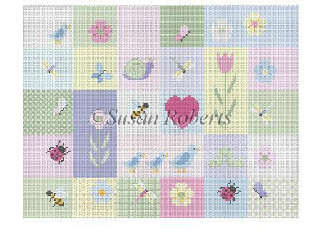 click here to view larger image of Flower Patches (hand painted canvases)