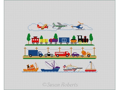 click here to view larger image of Trains/Boats/Planes (hand painted canvases)