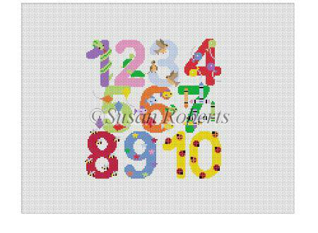 click here to view larger image of Numbers with Characters (hand painted canvases)