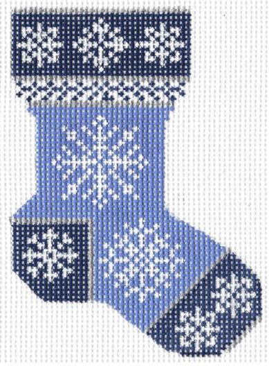 click here to view larger image of Ice Blue Snowflake Sock (hand painted canvases)