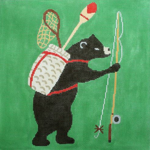 click here to view larger image of Bear Going Fishing (hand painted canvases)