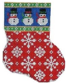 click here to view larger image of Snowman Cuff/Flakes Mini Sock (hand painted canvases)