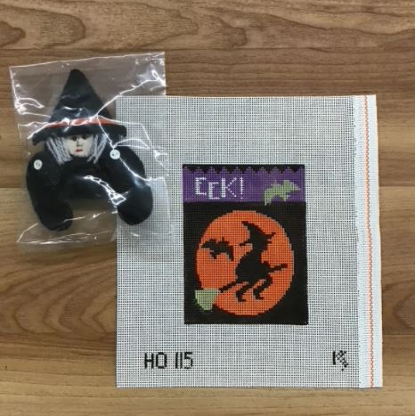 click here to view larger image of Eek! Witch Treat Bag w/Witch (hand painted canvases)