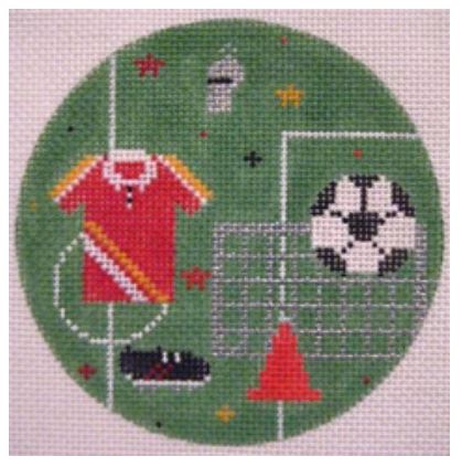 click here to view larger image of Sports Round - Soccer (hand painted canvases)