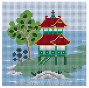click here to view larger image of Asian Islands Coaster - Large House Color (hand painted canvases)