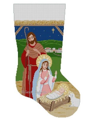 click here to view larger image of Child Is Born, A Stocking (hand painted canvases)