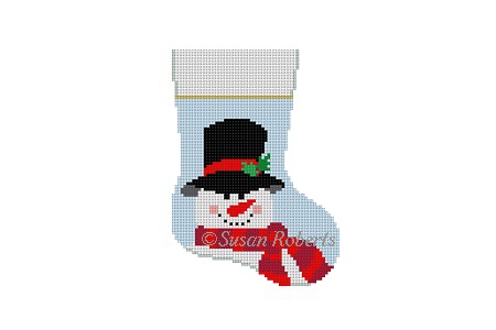 click here to view larger image of Scarf Snowman Mini Stocking (hand painted canvases)