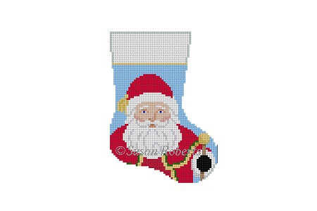 click here to view larger image of Santa w/Staff Mini Stocking (hand painted canvases)