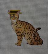 click here to view larger image of Bengal Cat w/Flat Hat (hand painted canvases)