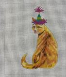 click here to view larger image of Ginger Cat w/Birthday Hat (hand painted canvases)