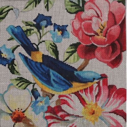 click here to view larger image of Floral w/Blue Bird (hand painted canvases)