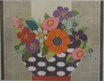 click here to view larger image of Flowers in Black/White Vase (hand painted canvases)