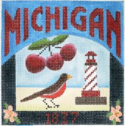 click here to view larger image of Postcard - Michigan (hand painted canvases)