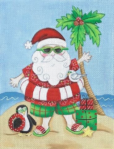 click here to view larger image of Santa - Beach (hand painted canvases)