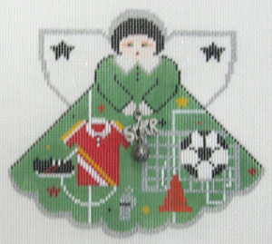 click here to view larger image of Soccer Star Angel - Charm included (hand painted canvases)