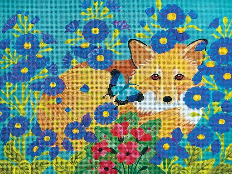 click here to view larger image of Fox in the Flower Garden (hand painted canvases)