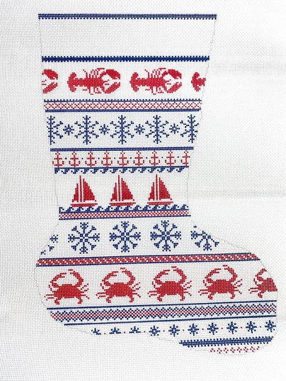 click here to view larger image of Nauti Fair Isle Stocking (hand painted canvases)