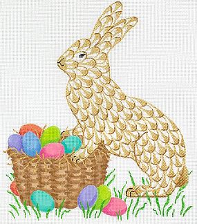 click here to view larger image of Golden Fishnet Easter Bunny (hand painted canvases 2)