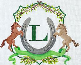 click here to view larger image of Horses/Horseshoe/Ribbon/Greenery (hand painted canvases 2)