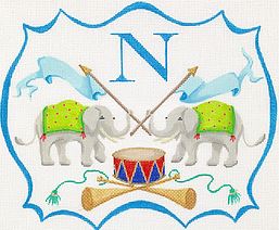 click here to view larger image of Elephant/Flags/Drum/Trumpets (hand painted canvases 2)