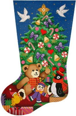 click here to view larger image of Toyland Stocking (hand painted canvases)